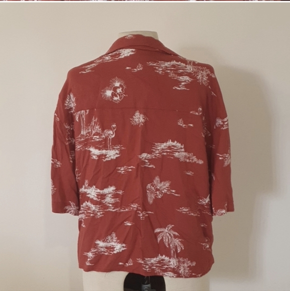 Pull & Bear Paradise League Size 12 approx Red Button Up Top - Picture 4 of 6